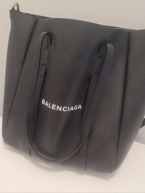Balenciaga Black Leather Logo Tote